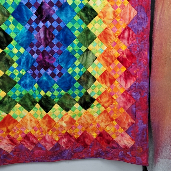 Handmade Rainbow Quilt OOAK - Picture 5 of 14